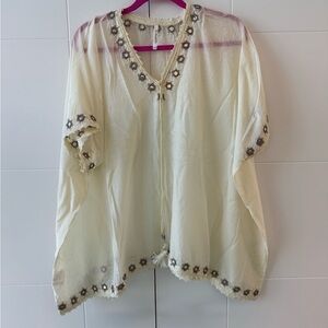 Flora bella Cream Tunic with Floral Embroidery
